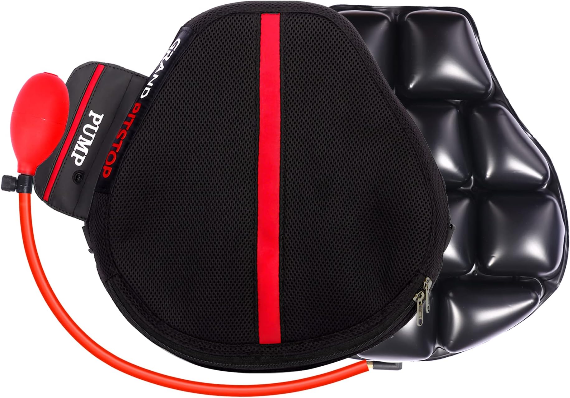 GRAND PITSTOP® Air Comfy Seat for Motorcycle with Automatic Air Pump, Pressure Relief Motorbike Seat Cushion Pad, Shock Absorption Comfortable for Bikes Long Rides (Cruiser Premium with Pump)