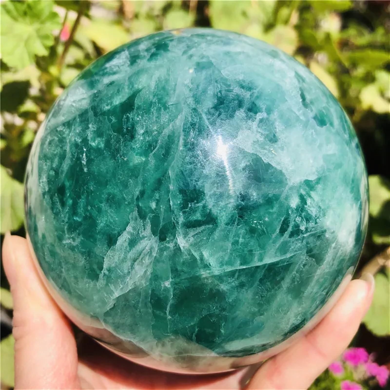 CBQZCHWDKT Stone Fluorite Quartz Crystal Ball(9-10cm)