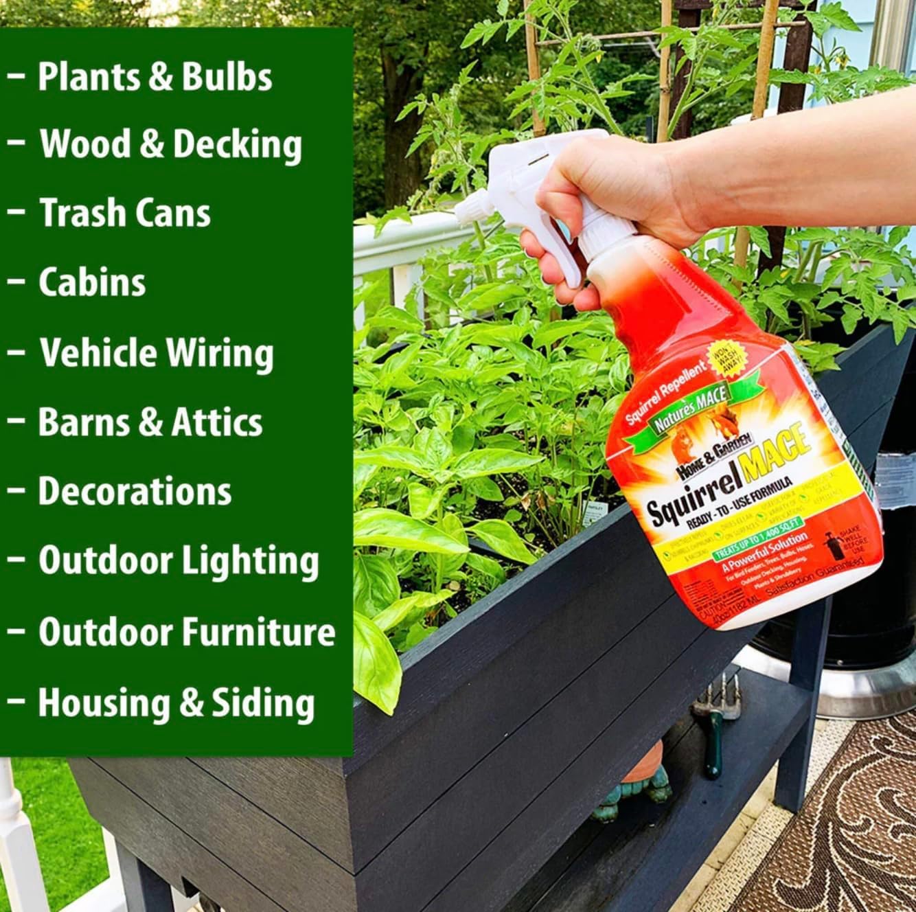 Nature's Mace Squirrel Repellent for Outdoors, Chipmunk Deterrent for Attic, Garden, Car, Keep Out of Garden, Bird Feeders, Fruit Trees, Yard, Plants (1 Gallon Concentrate)