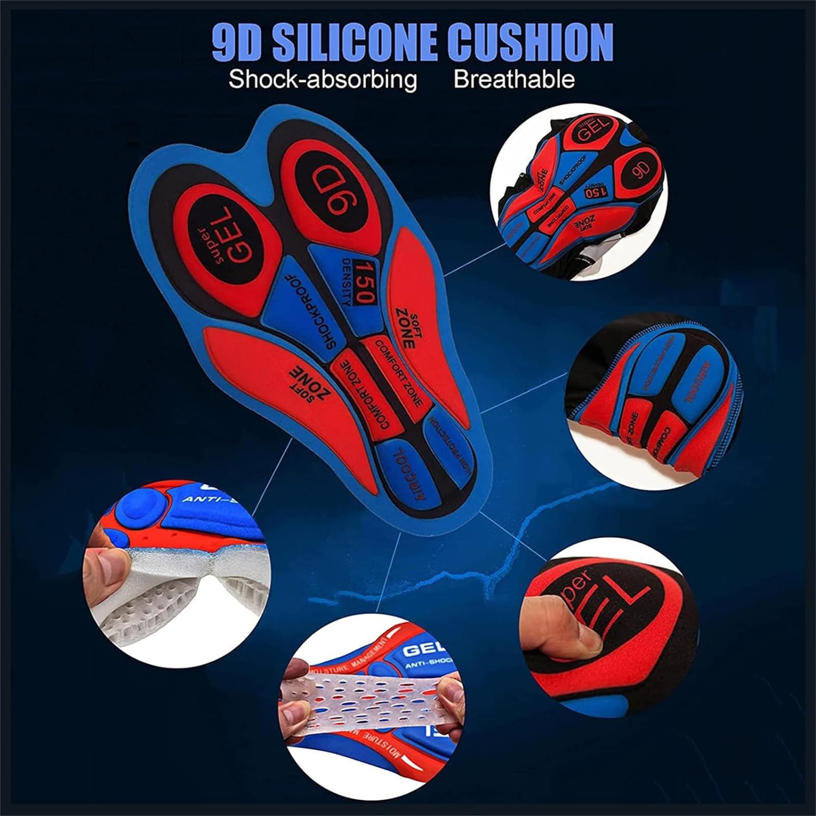 Abbigliamento Ciclismo Set Manica Corta Tuta Ciclismo Uomo Completo Ciclismo Estivo Con Pantaloncini Imbottiti in 9D Gel Traspirante e Ad Asciugatura Rapida