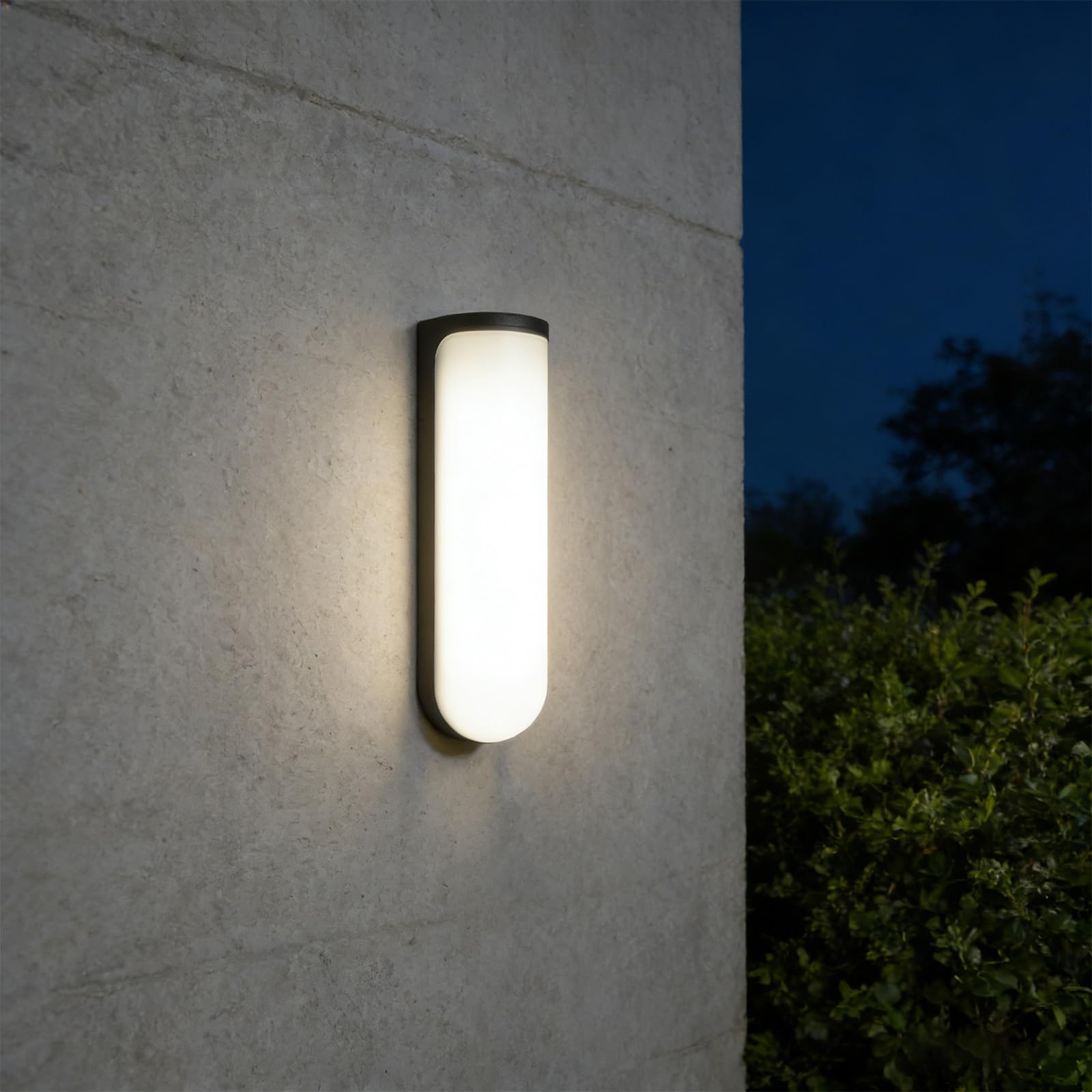 30cm 4.7W Applique Murale Exterieur en Aluminium, Lumiere Exterieur LED, Lanterne Exterieur Monobloc Empêchant Efficacement L'eau de Pluie de Pénétrer, 1000lm IP54 Blanc Chaud 4000K, Noir Mat
