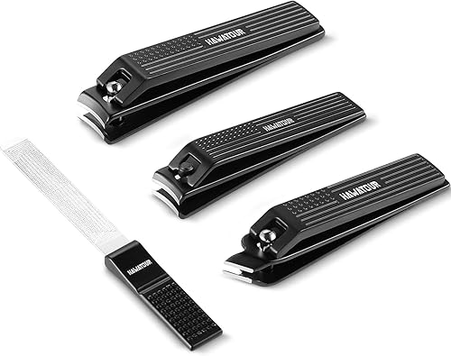 HAWATOUR Juego de manicura y pedicura, resistente aleación de zinc de acero inoxidable, cortaúñas de uñas de los pies, lima de uñas con estuche de