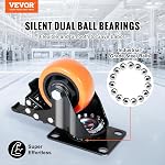 VEVOR Roues à roulettes, 3-inch Roulettes en plaques pivotantes, ensemble de 4, avec le bruit de verrouillage A/B de sécurité PVC Roues lourdes 250 lbs Capacité de charge par roulette, Roues non-marquage pour chariot