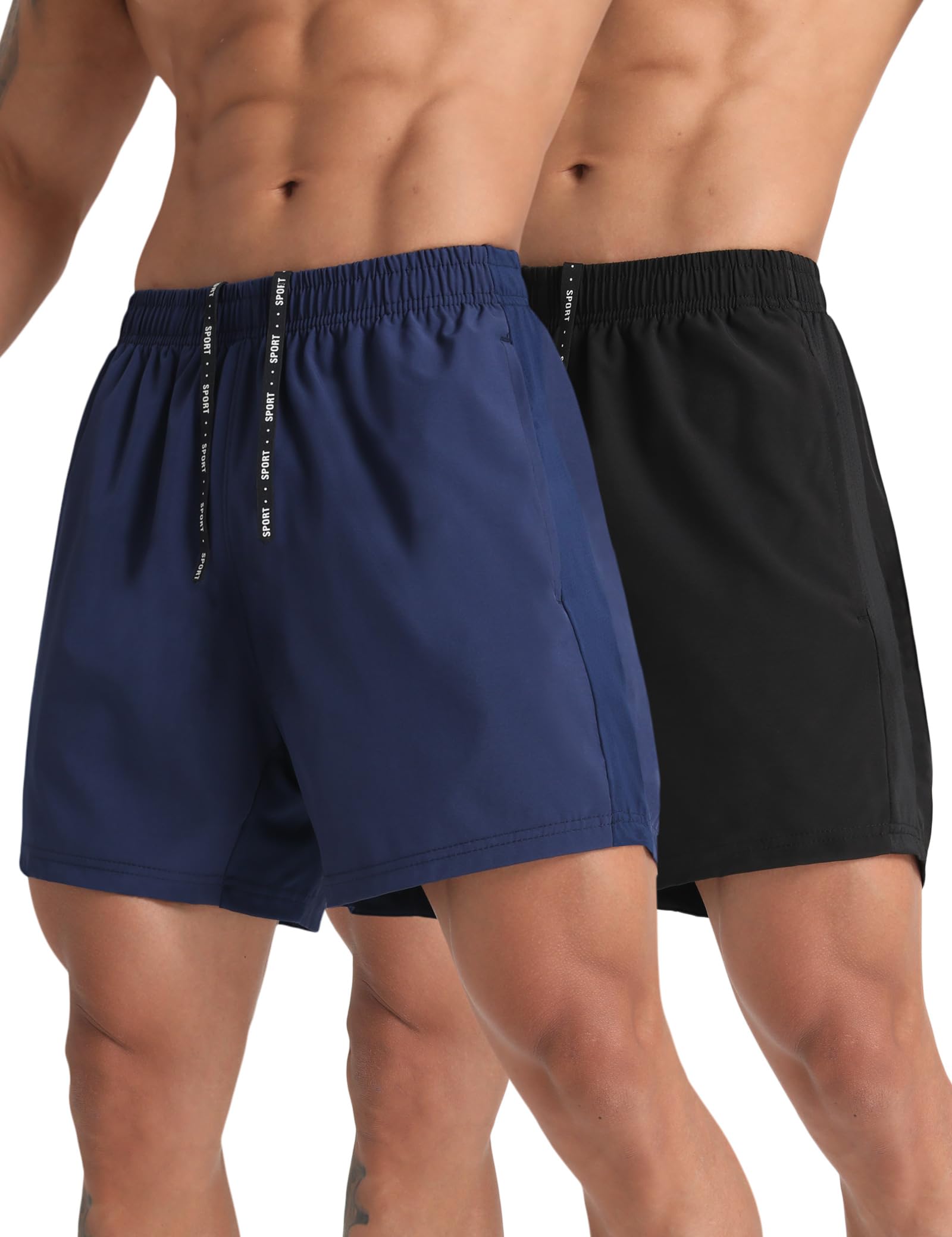 MAXCK 2-Pack Lightweight Athletic Running Shorts 5