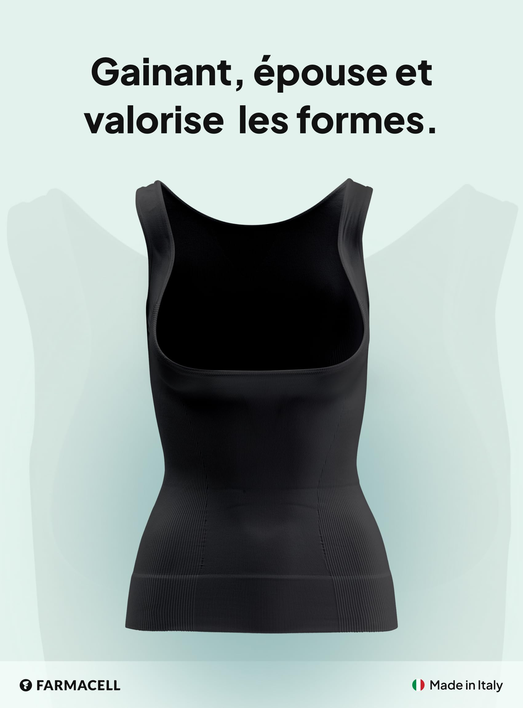 Farmacell Débardeur Gainant Femme à Décolleté Ouvert Effet Ventre Plat, Made in Italy, 606