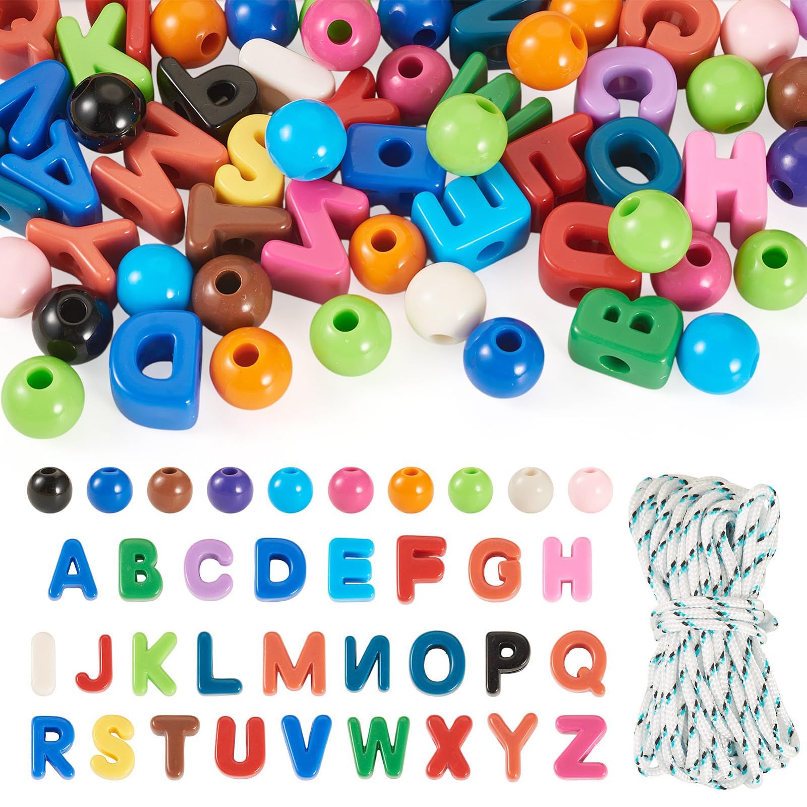 Perles rondes européennes grand trou en plastique acrylique pour fabriquer des bijoux de vacances