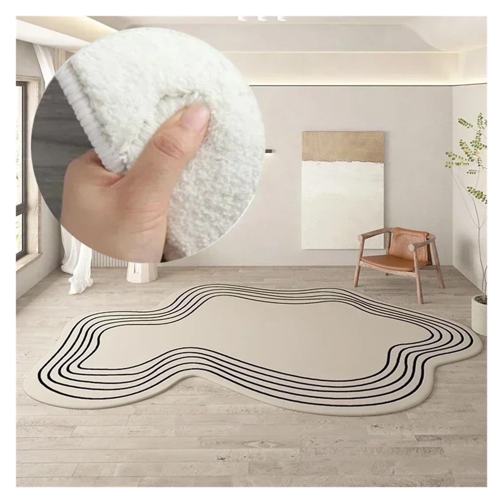 Tapis chambre à coucher blanc shaggy pour créer un coin cocooning