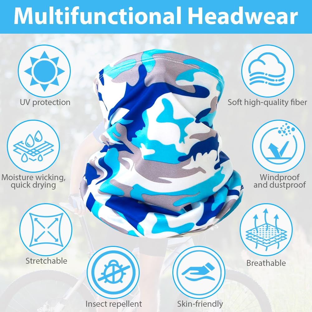 flintronic Copricapo, 6 Pezzi Multifunzione Fascia, Bandana Sciarpa di Riciclaggio della Bici Tubo Elastico Fascia Scaldacollo Balaclava Maschera UV Residence per Yoga Climb Ciclismo Escursionismo