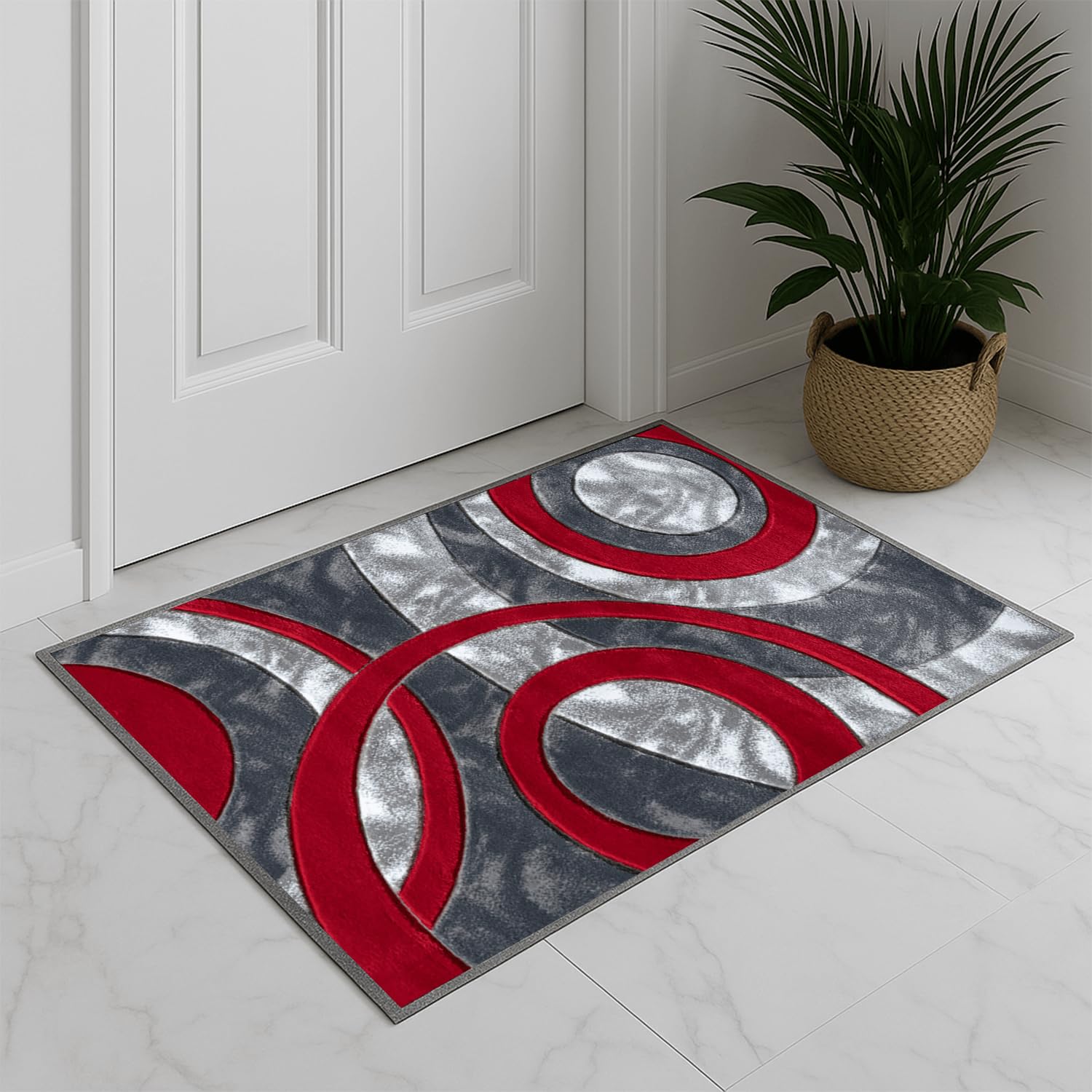 Trendy Realm Twilight Door Mat - Non-Slip Washable Doormat, Suitable for Indoor/Outdoor Use, Heavy Duty Dirt Trapper and Water Absorbent – (Red, 50x80 cm) — image 1
