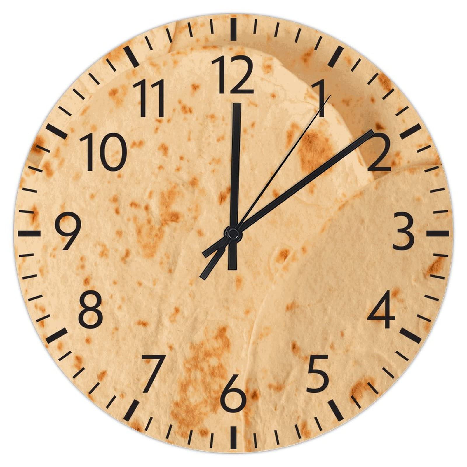 Horloge murale Burrito en PVC de 30 cm silencieuse pour décorer la cuisine