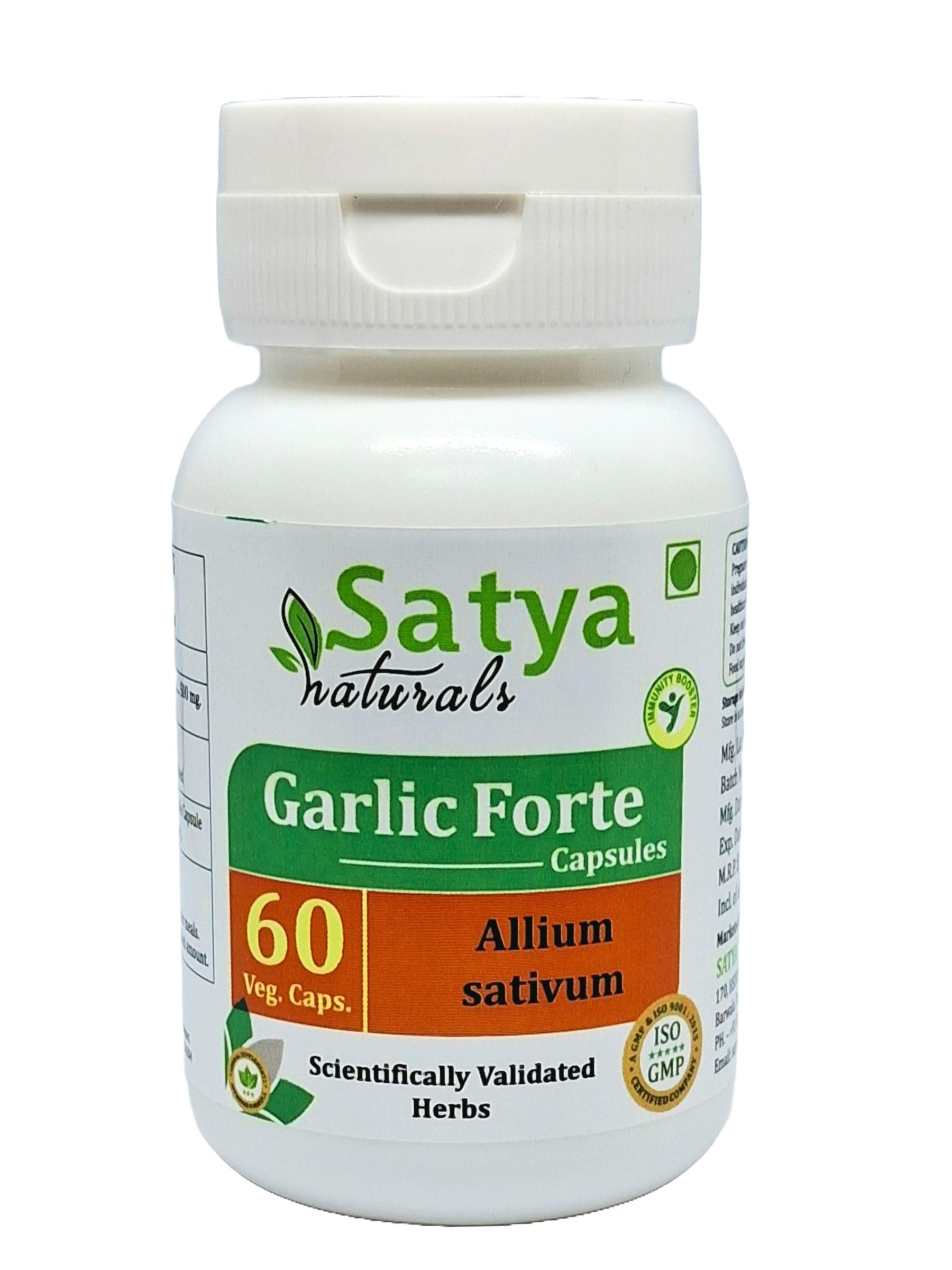 Allium Sativum (Garlic, Lahsan) Extract Capsules | Highest Potency, 100% Herbal Product | Pack of 60 X 500 mg. Veg. Capsules (Pack of 1 Bottle)