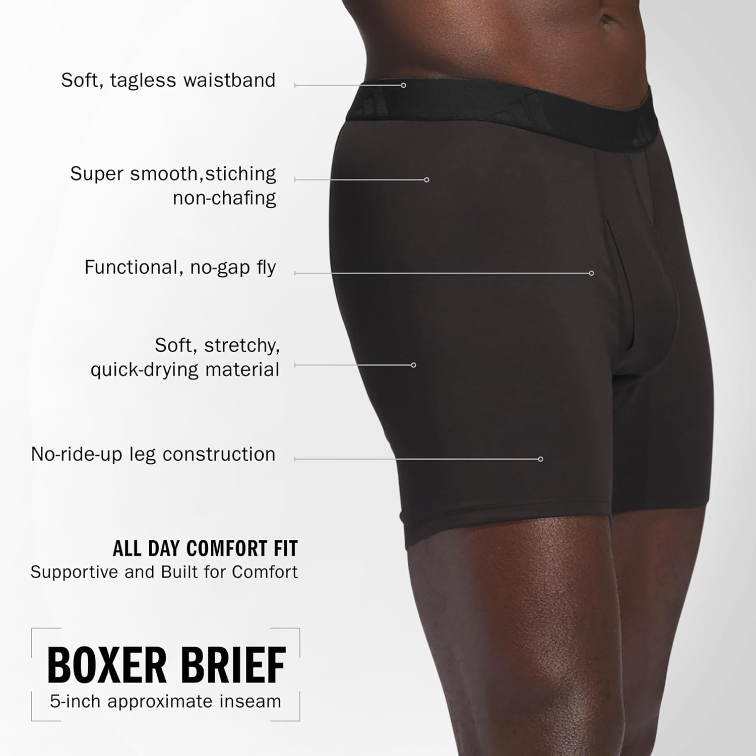 adidas mens Boxer Brief Underwear (3-pack) Luxe Comfort Ultra Soft Rayon Blend - Image 4