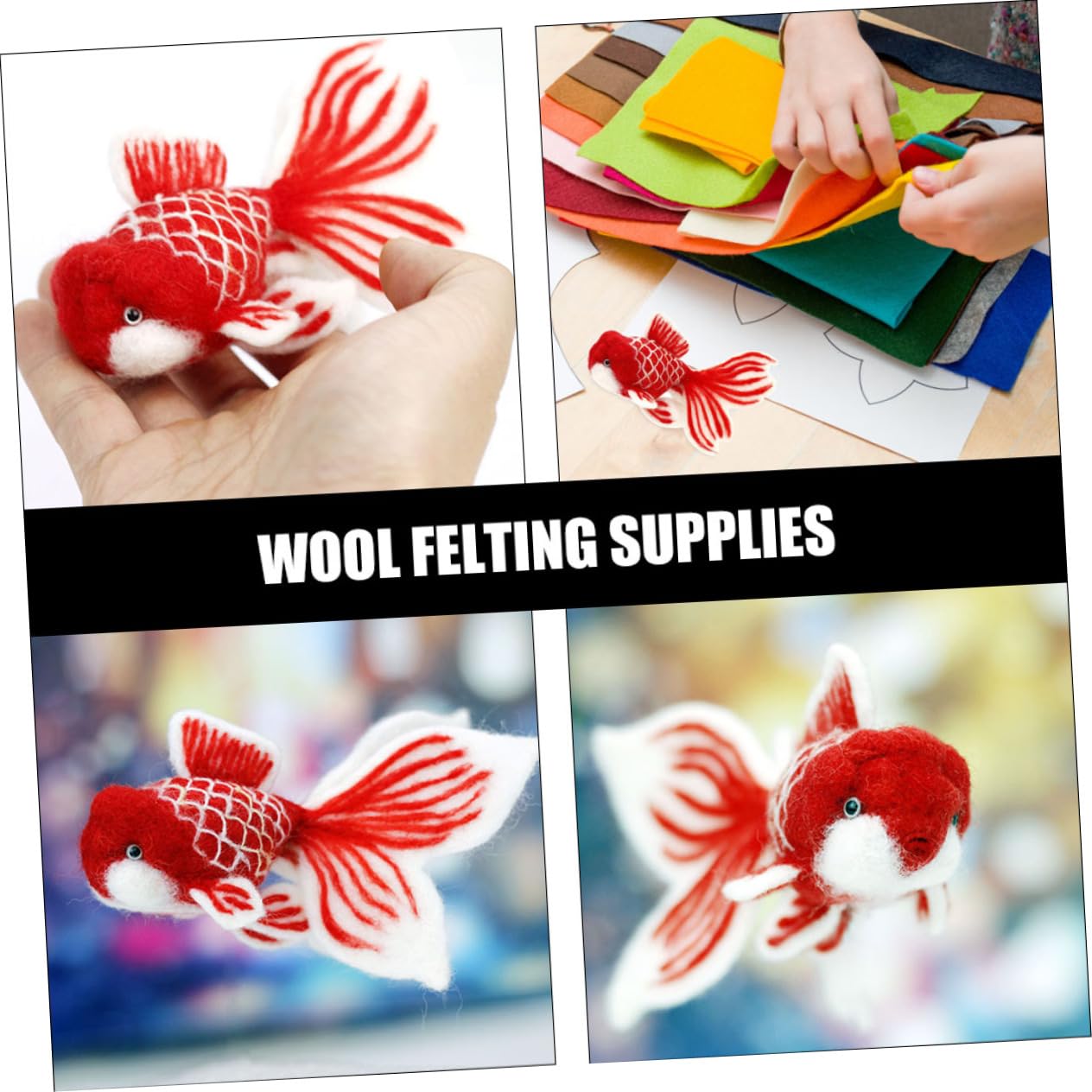 AUTSUPPL Goldfish Material Pack Needle Felting Kit Craft Tools Set Ideal for DIY Felting Wool Felt