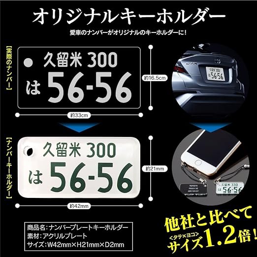 Amazon ナンバー指定 裏面メッセージ対応 ナンバープレート キーホルダー オリジナルキーホルダー 車 ナンバー 印字 事業用デザイン 車 バイク 車 バイク