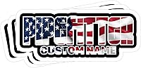 Vista 3 de Pipefitter - Calcomanías personalizadas para casco y parachoques, 3 unidades, para fontanero, con la bandera de Estados Unidos, para regalo
