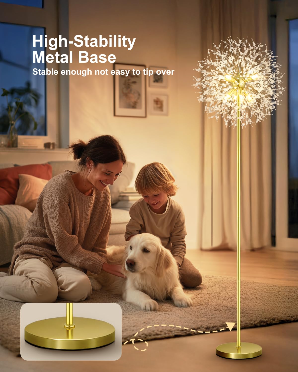 Crystal Floor Lamp, 69'' Modern Floor Lamp for Living Room
