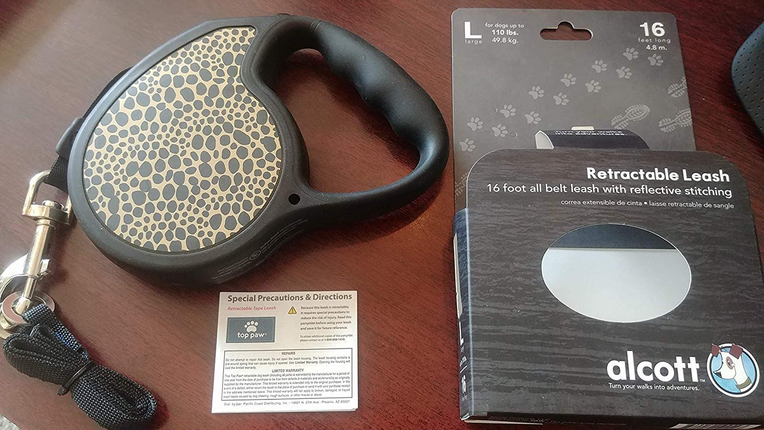 Alcott Large Retractable Dog Leash - for Dogs up to 110 lbs (16-feet Long)  (Leopard Design) : Amazon.sg: Pet Supplies