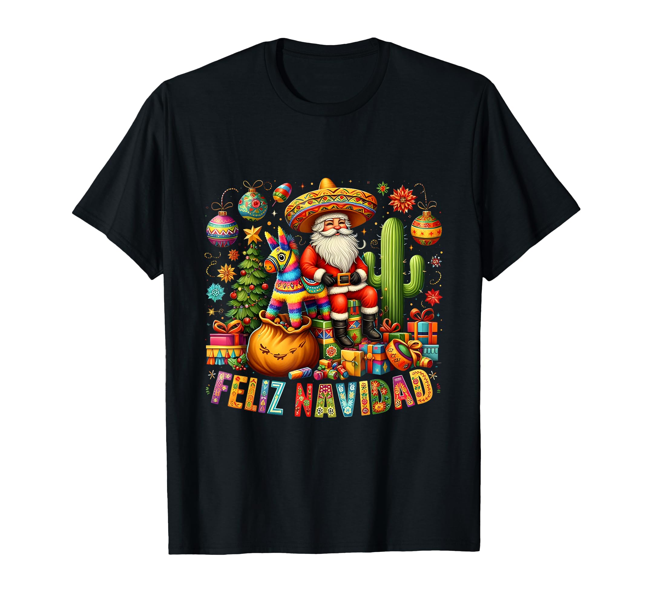 Amazon.com: Feliz Navidad Mexican Funny Christmas Santa Festive Graphic ...