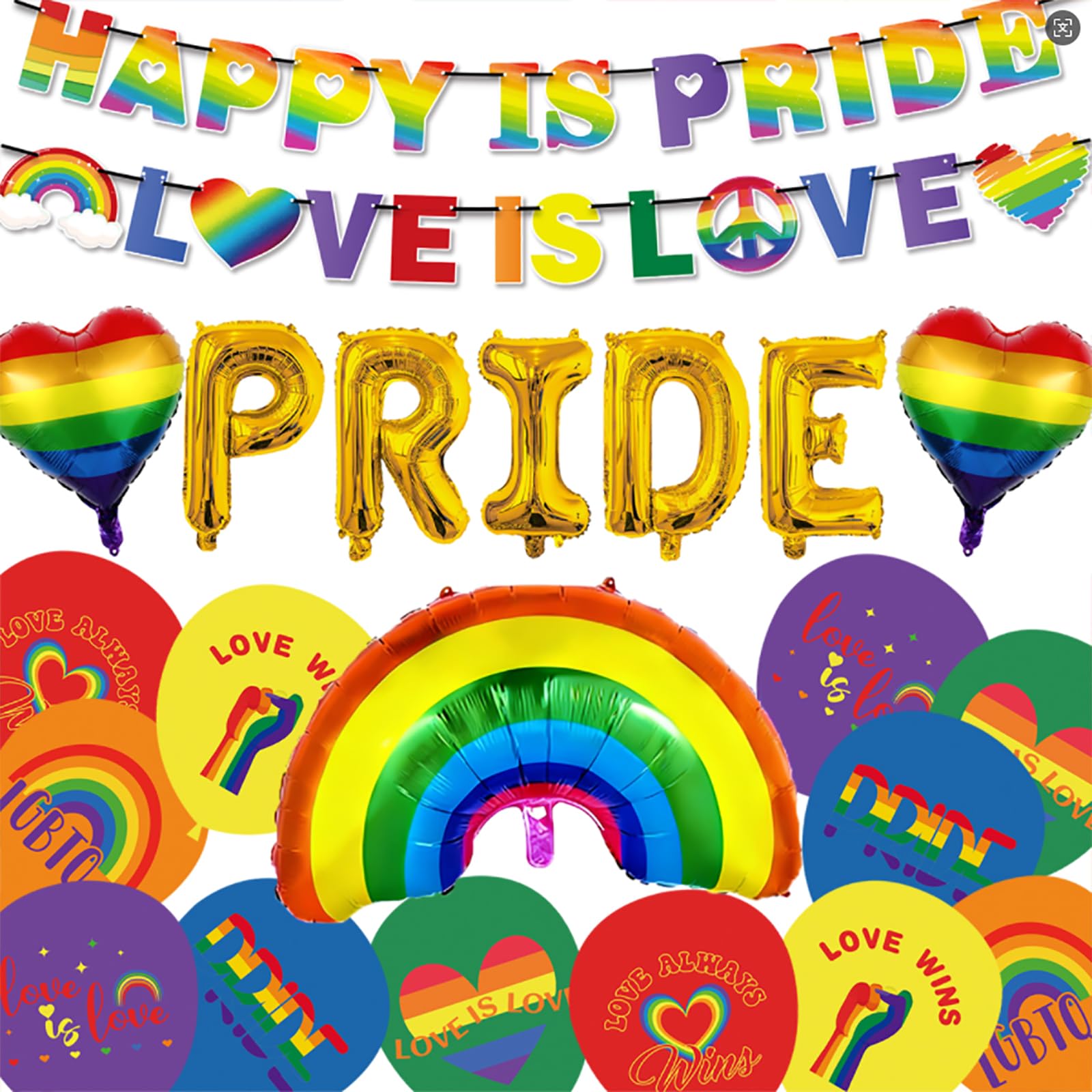 Pride LGBTQ Decorations, Pride Party Bunting Decorations, Prides Month Flag Balloons Hanging Swirls Banner Decor, Rainbow Gay Flag LGBT Bunting for NHS Bar Parade Prides Decor