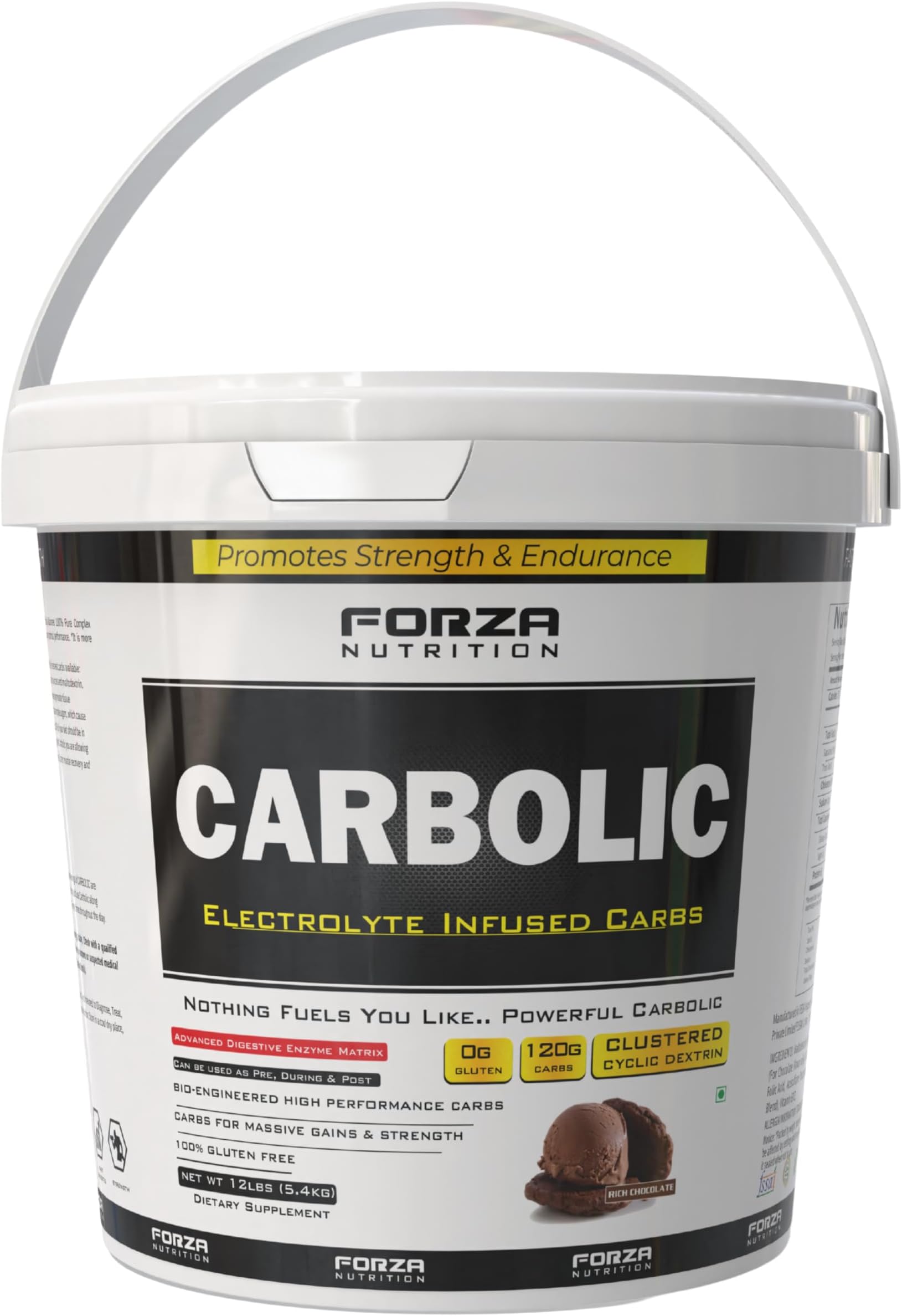 Carbolic Advanced Clean mass gainer for Instant Energy & Endurance – Fast-Digesting Carbohydrates for Pre & Post Workout Chocolate flavoured-12 LBS/5.4kg
