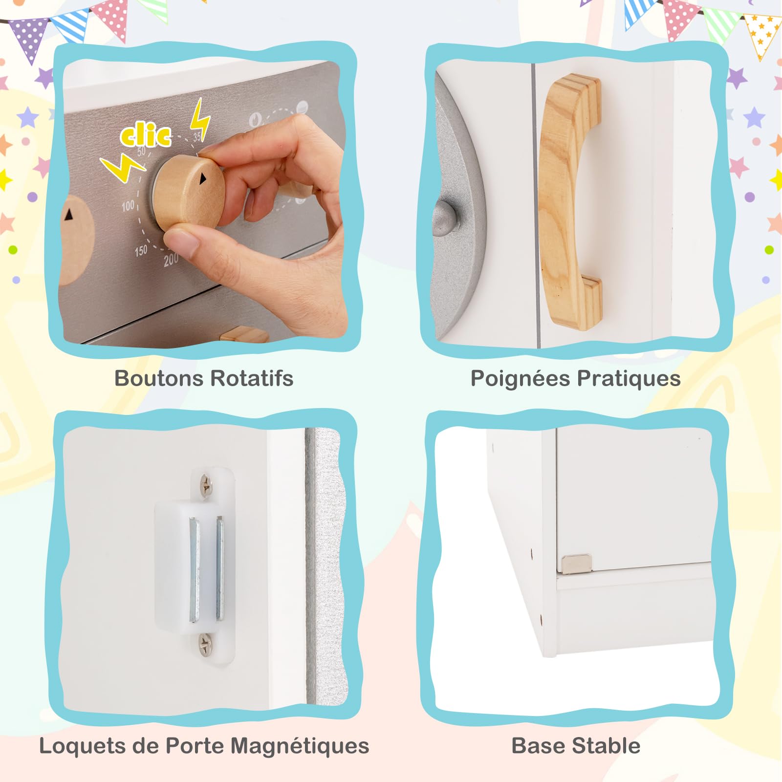 COSTWAY Cuisine Enfants en Bois avec Lumière & Effet Sonore, Jeu de Cuisine d'angle avec 14 Accessoires & Micro-Ondes, Espace de Stockage, Jouet d’Imitation pour 4 Enfants de 3-10 Ans (Blanc)