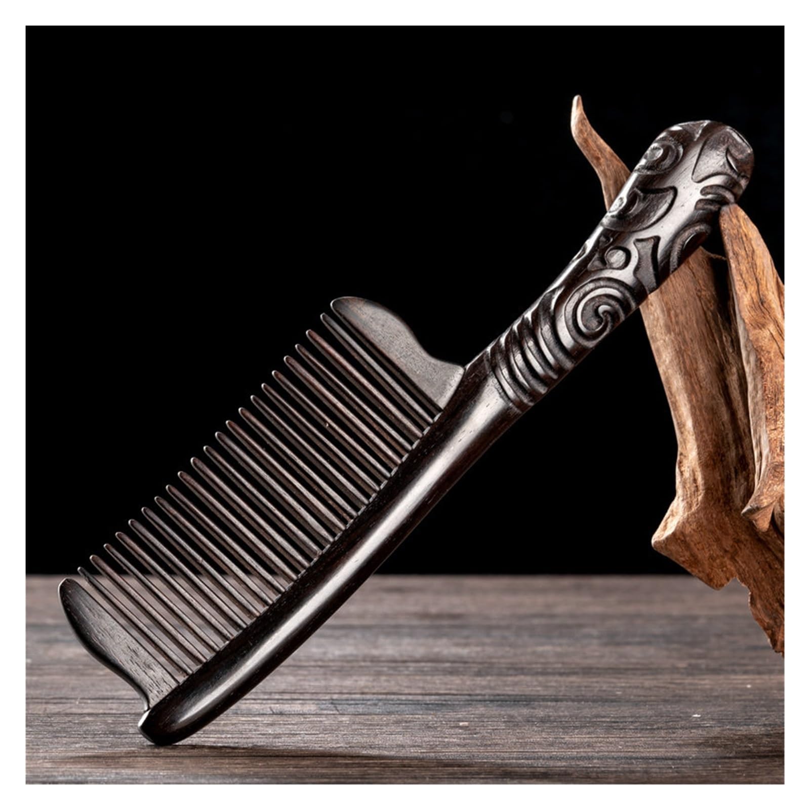 Peruka Grzebień Solid Wood Straight Hair Comb Black Curly Hair Comb Retro Style Comb With Handle Design Duże grzebienie do włosów