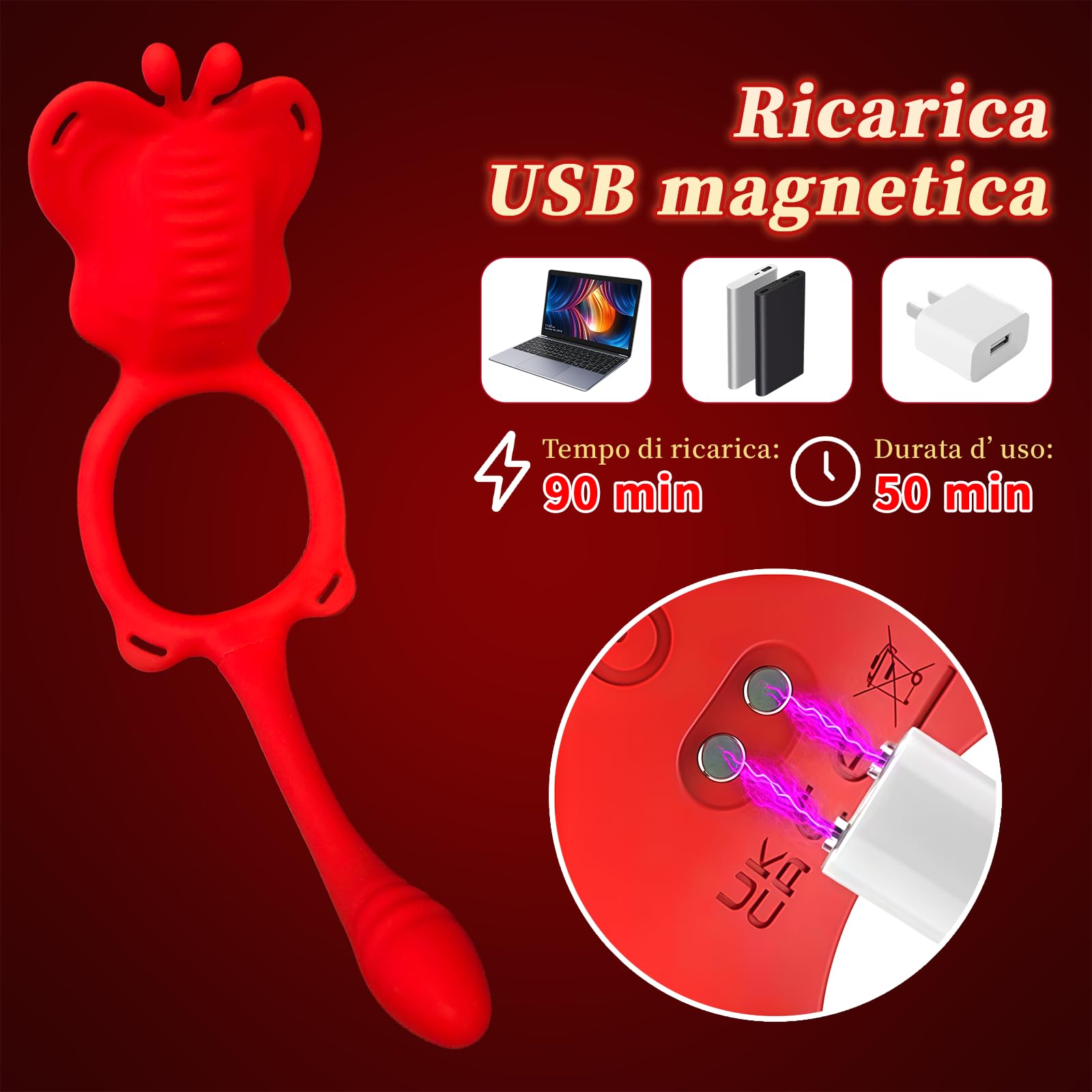 Vibratoreper Donna Stimolatore Clitoride Femminile Professionale Sexytoysys Vibratori Farfalla Coppia Vibratoriper Donne Wireless Mutandine Vibranti Plug Anale Vibrante 10 modalità Strap on, Rosso