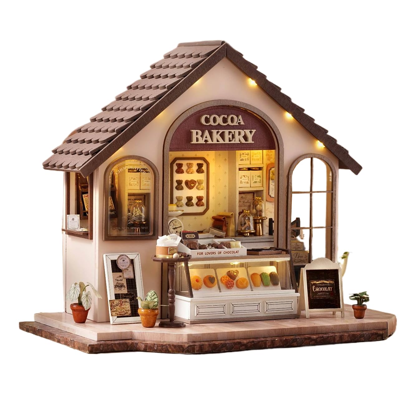 CUTEROOM Miniature House Kits For Adults, Mini Dollhouse Wooden Furniture Kit, Diy Craft Kits Creative Room Tiny House For Decoration- Leisurely Bakery