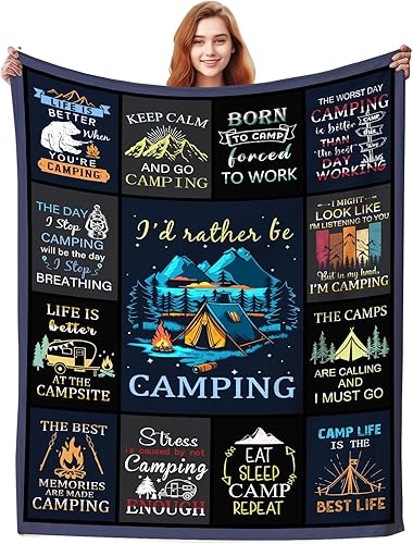 Manta de camping para hombres, mujeres, parejas, mantas de camping suaves y acog