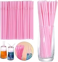 Vista 3 de YAOSHENG 200 pajitas rosadas de 8.26 x 0.2 pulgadas de colores sólidos flexibles, pajitas flexibles de plástico desechables (rosa)