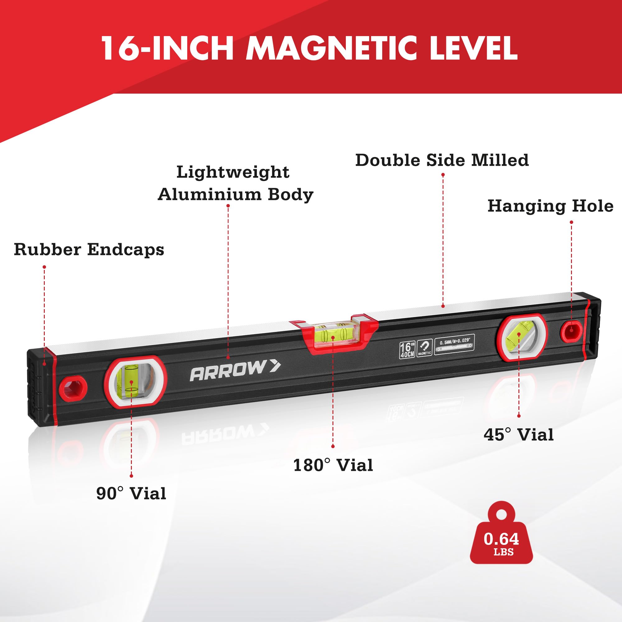 Arrow 16" Magnetic Level - Construction Tool -3