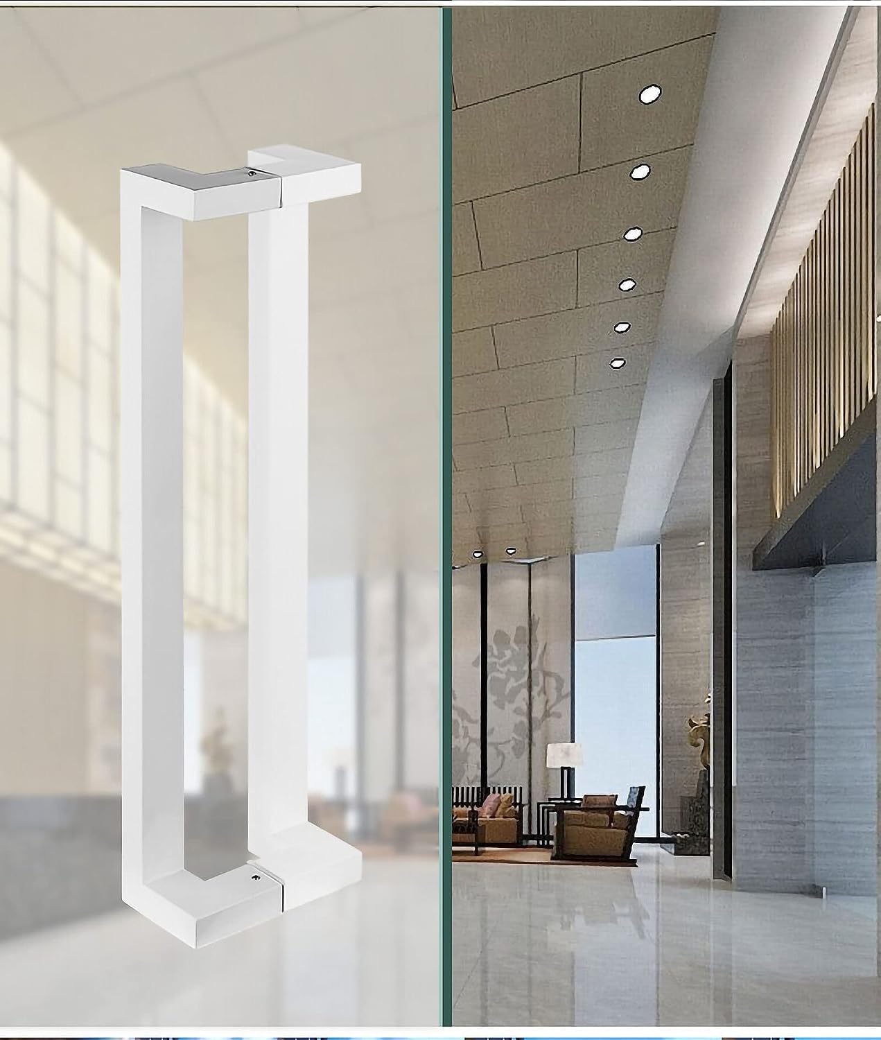 Modern Commercial Entry Door Handle,Stainless Steel Push Pull Modern Door Handle for Sliding Glass Shower/Barn Door/Interior Exterior Door,Includes Fittings,6 Colors