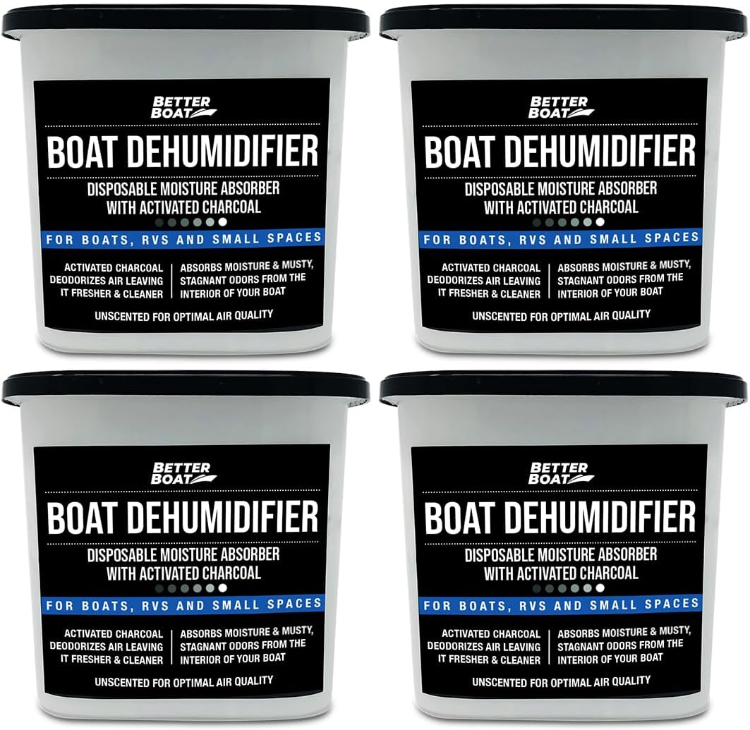 Moisture Absorber Boat Dehumidifier Moisture Absorbers Charcoal Smell Remover to Get Rid of Damp Smell & Humidity | No Refill for Basement, Closet, Home, RV or Boating Unscented Fragrance Free 4 Pack
