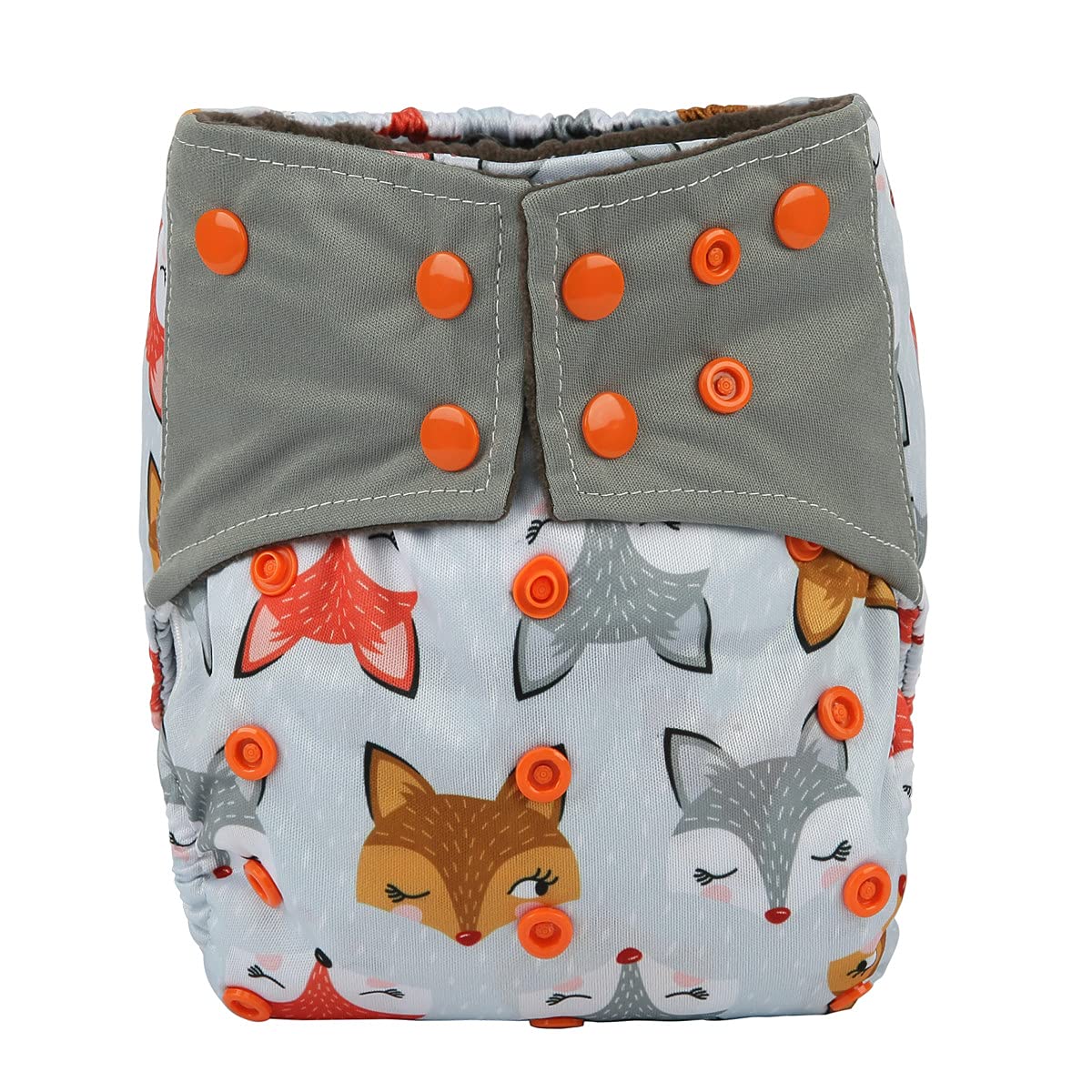 AIll in One Night AIO Cloth Diaper Nappy Sewn in Insert Reusable Washable (Fox Heads)