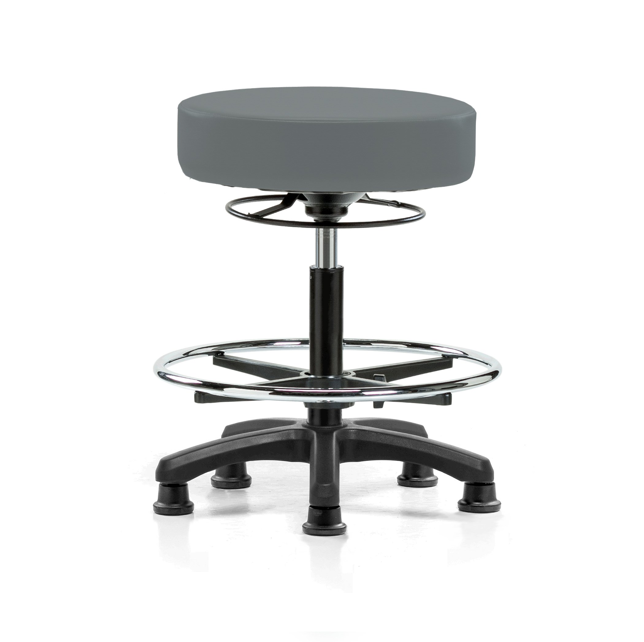 Perch Lab Stool with Foot Ring, Glides, 20.75-27.75", Cinder