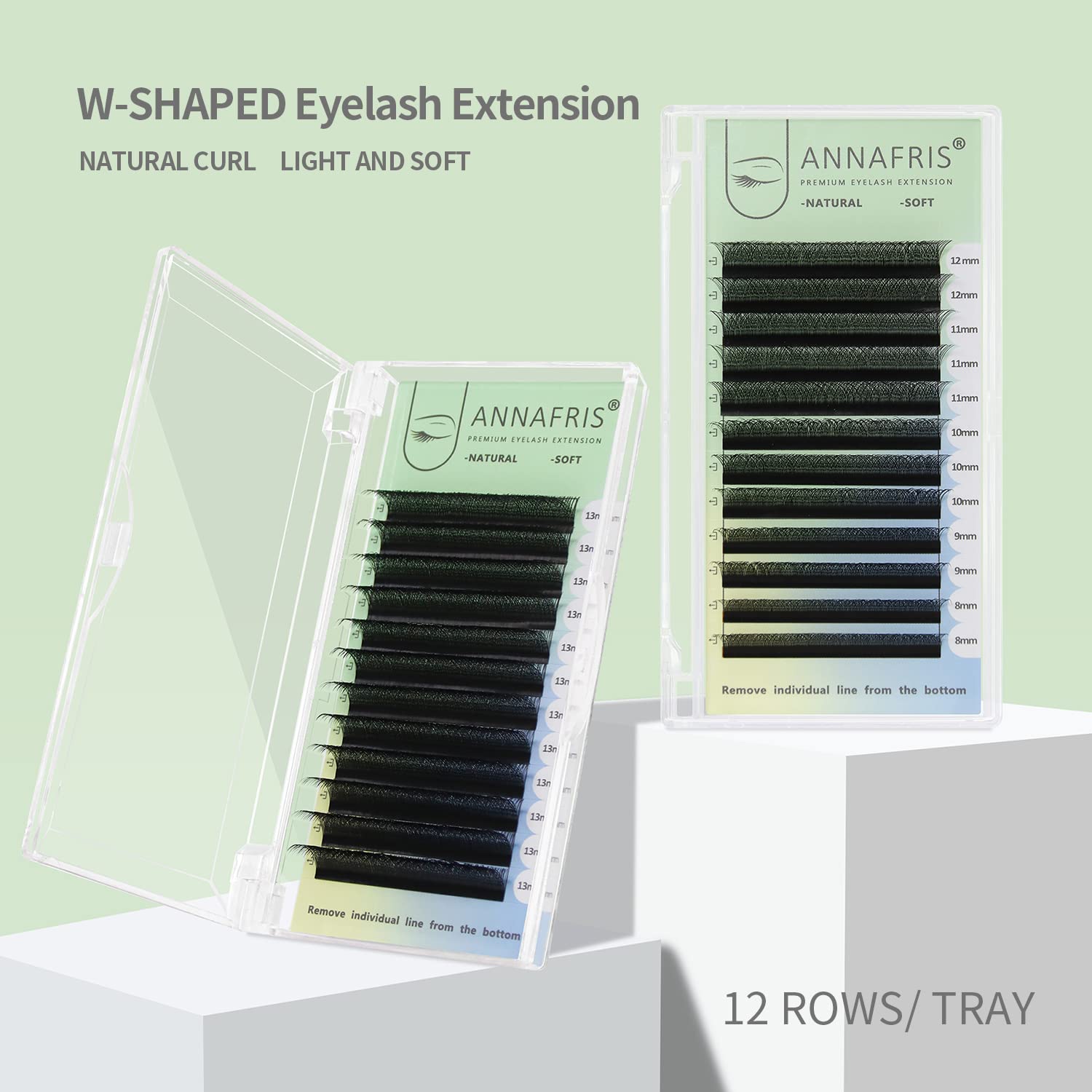 3D W estensione delle ciglia Premade volume Ventole Ciglia Finte Lash 0.07 C Curl 8-12mm Mix Naturali Eyelash extension ciglia Forniture (MIX 8-12mm, 3D-W 0.07-C Curl)
