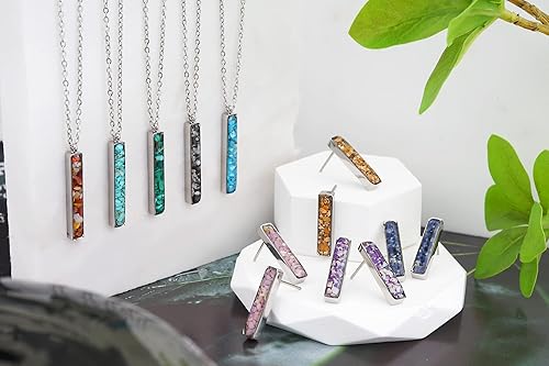 Miniatura 7 de Lauren-Spencer Collar de barra de piedras preciosas verticales para mujer, delicado collar con dije de barra de sodalita y malaquita turquesa para