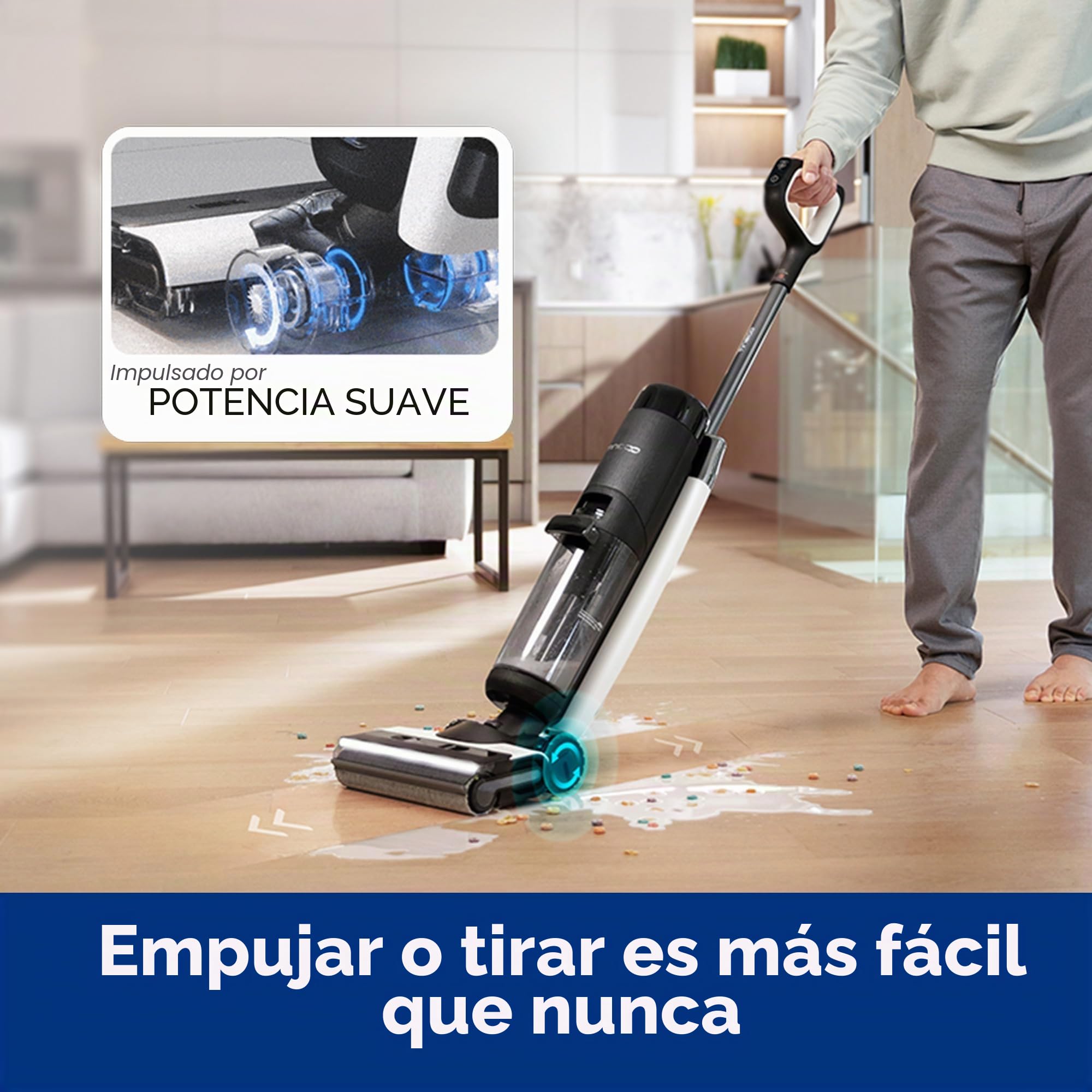 Tineco Floor One S7 Pro - Aspirador en seco y húmedo inalámbrico (40 min, Secado centrífugo, Doble Cara, reconocimiento Inteligente, duración de batería Triple, autolimpieza para Pelo de Animales)