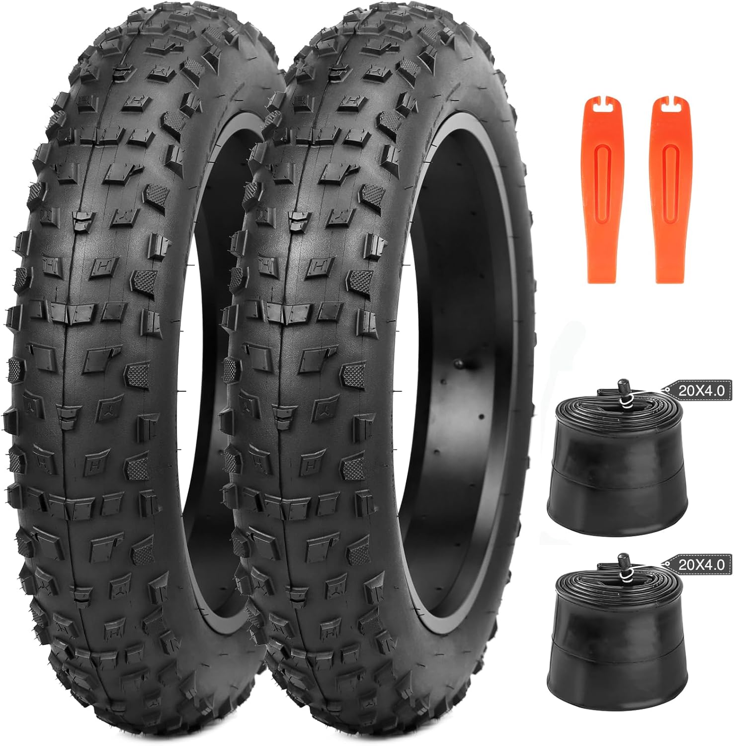 WEEROCK 1/2 Pack 20 Inch Electric Bike Fat Tires 20 X 4.0in E Bike Snow Tire with/Without Inner Tubes for 20" Bikes, Tricycle, Electric Bicycle, Black