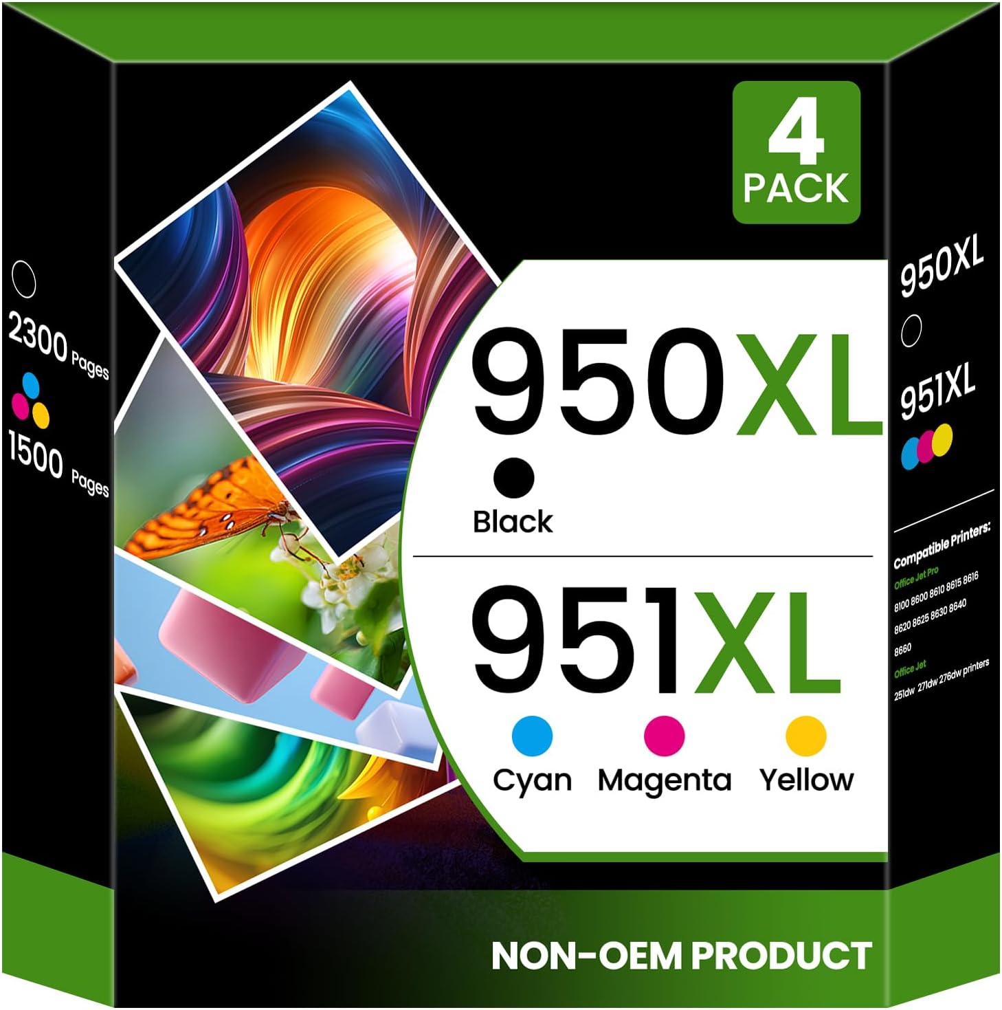 950XL 951XL Ink Cartridges Combo Pack Replacement for HP 950 XL 951 XL Work for Office Jet Pro 8600 8610 8615 8620 8625 8630 8640 8660 8100 8110 251DW 276DW Printer(4 Pack, Black/Cyan/Magenta/Yellow)
