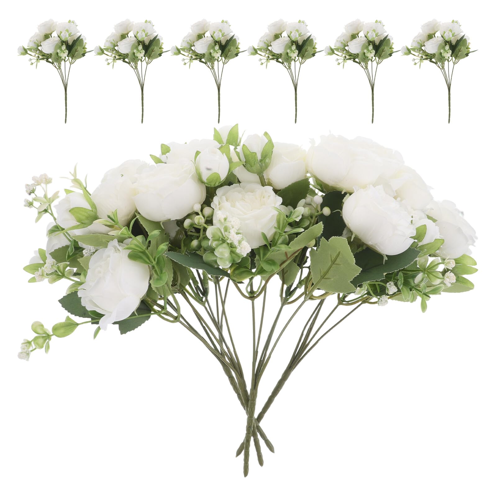 10 Stück Künstliche Pfingstrosen aus Seide Weißer Blumenstrauß mit Hohem Realismus Vielseitige Dekoration für Hochzeit Esszimmer und Stilvolle Wohnräume