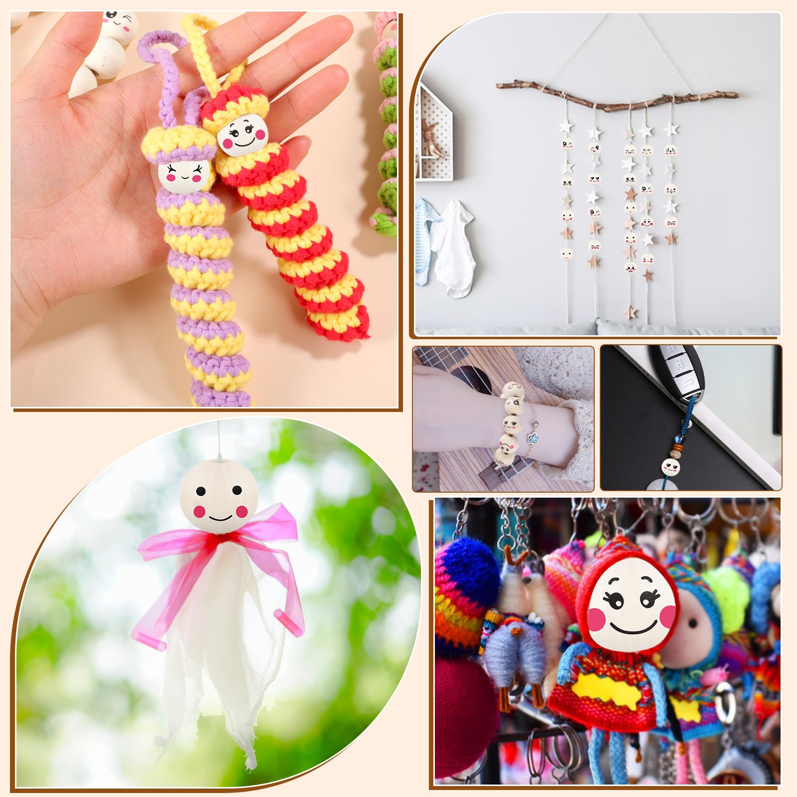 40 Holzperlen Mit Smiley-Gesichtern – 20 Mm Durchmesser, 2 Designs, Für Schmuck, Glückswürmchen & DIY
