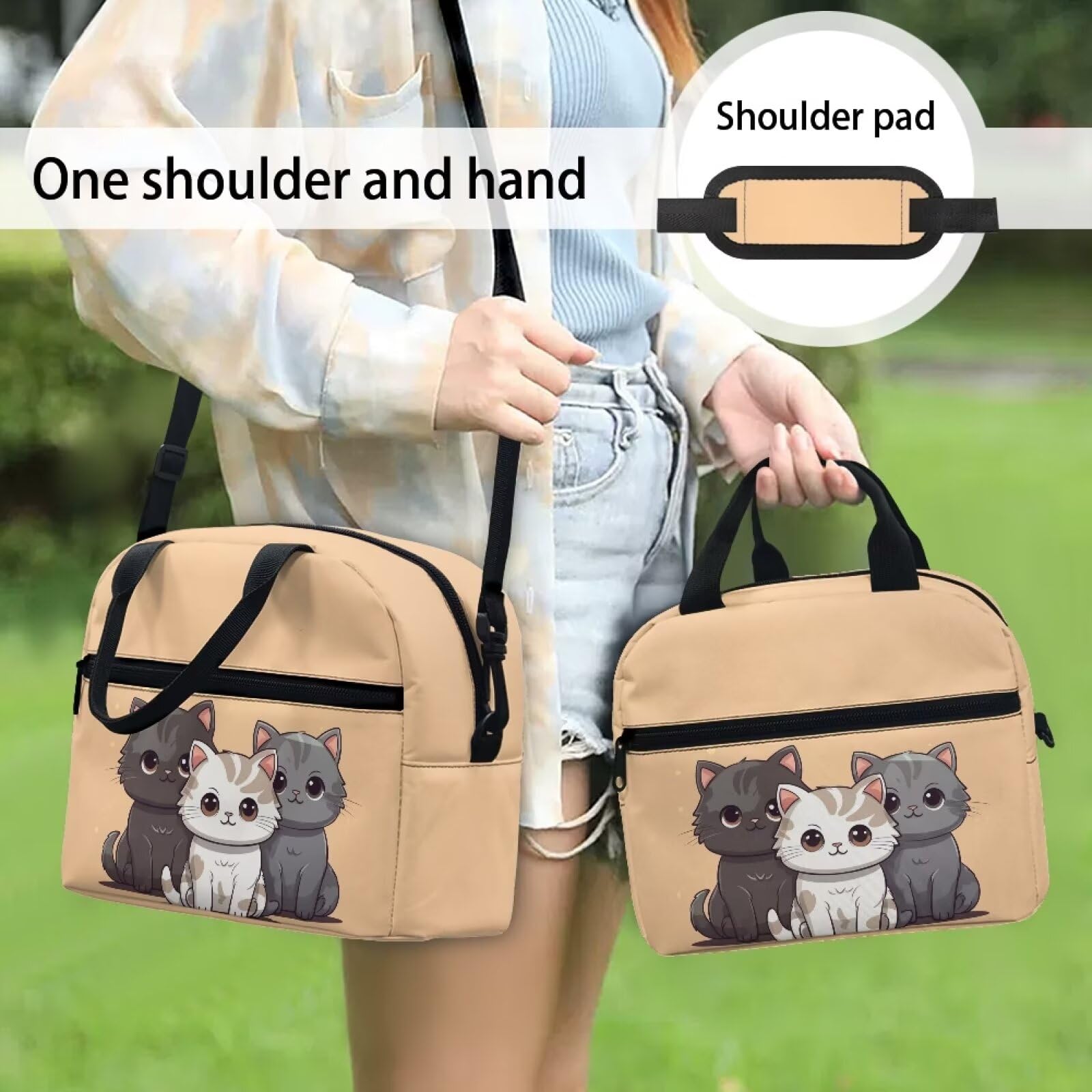 Sac Isotherme Sandwich Sac À Déjeuner Isotherme Avec Motif Chat 3D - Pour Femme Sac Transport Grand Chat