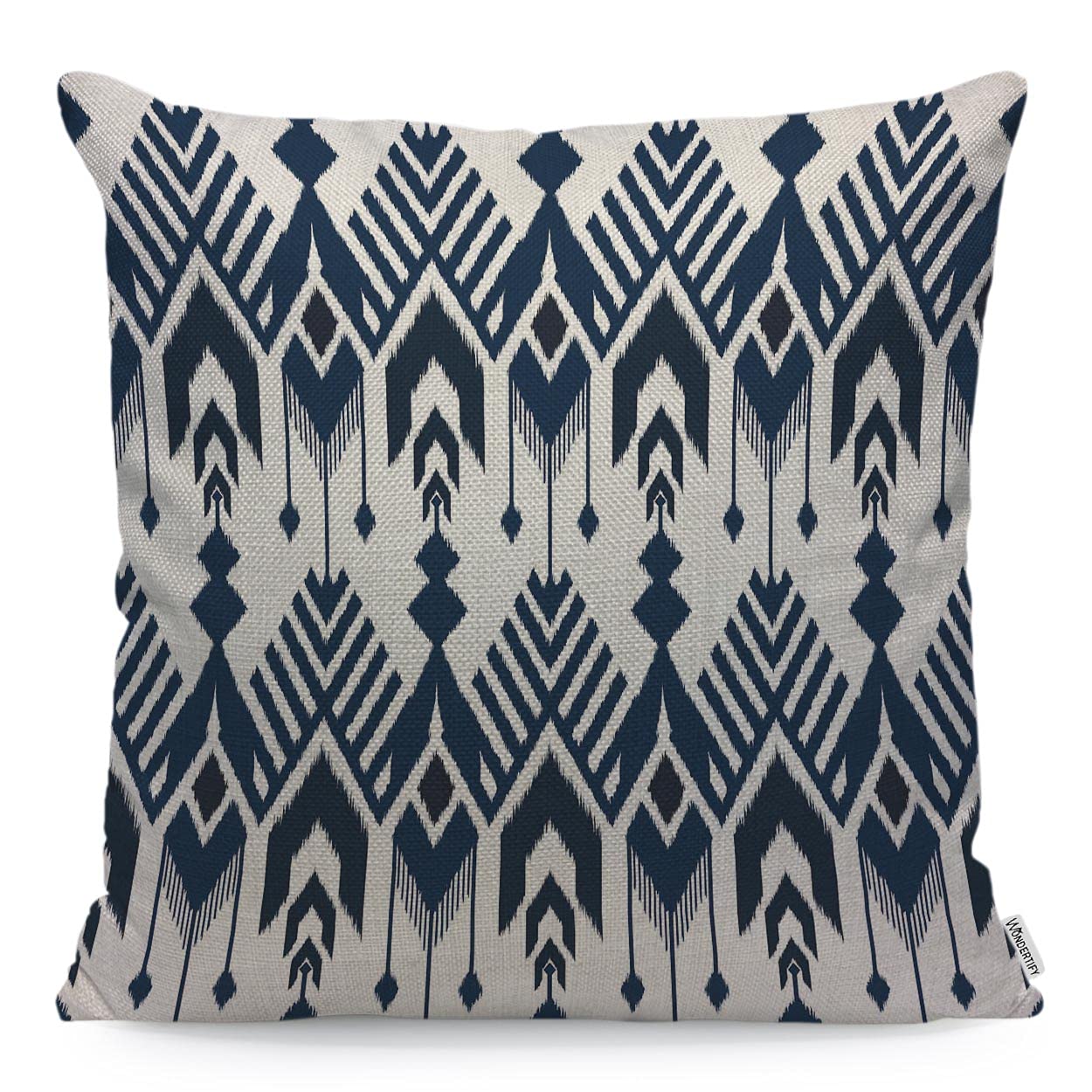 Wondertify Men's Multi-A177 Aztec Cushion Cover Ikat Seamless Pattern Pillowcases For Wo, Pillow Cover Living Room Farmhouse Navy Blue 45X45 Cm