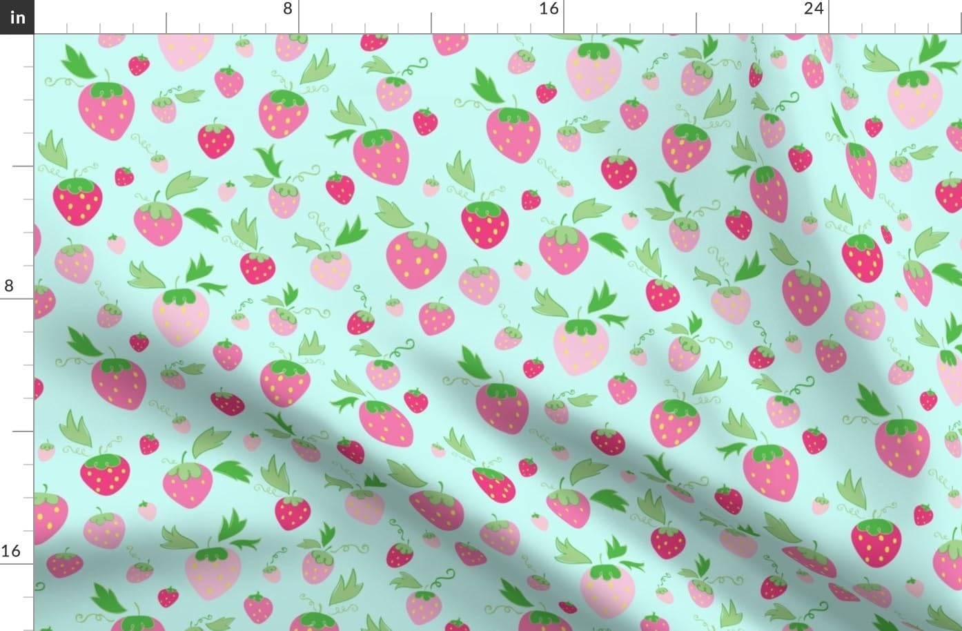 Spoonflower Fabric - Strawberries Mint Strawberry Green Berry Pink Cream Magenta Fruit Printed on Organic Cotton Sateen Fabric by The Yard - Sewing Quilting Apparel Home Decor