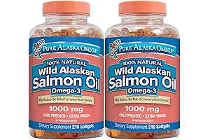 Pure Alaska Omega-3 Wild Alaskan Salmon Oil 1000mg Softgels – 2 Packs...