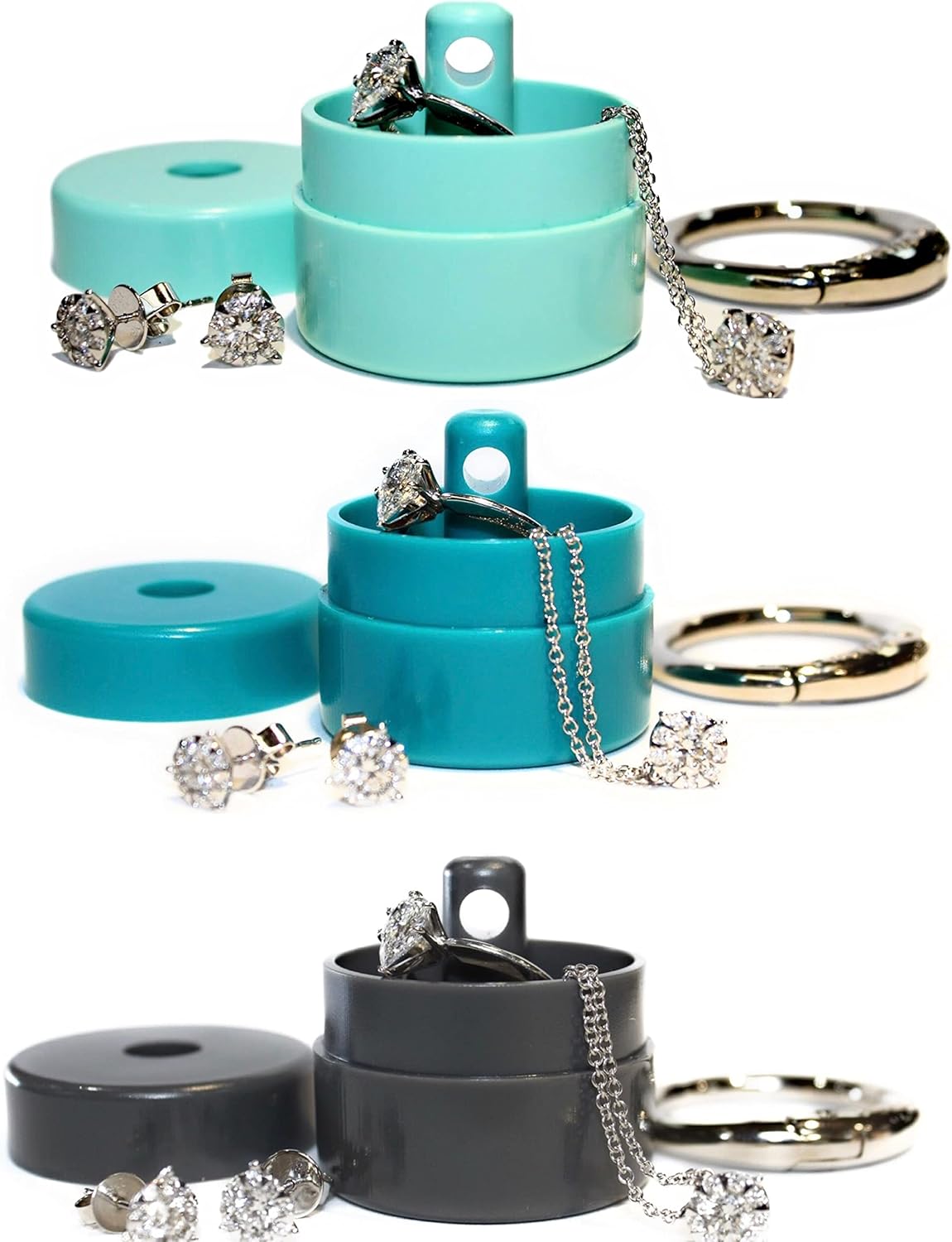 Lion Latch Travel Jewelry Box Case, Ring Holder on Shark Tank - Ring Holder for Women Girls with Keychain, Small Jewelry Organizer Boxes, Portable Ring Keeper Key Chain, Jewelry Storage Case