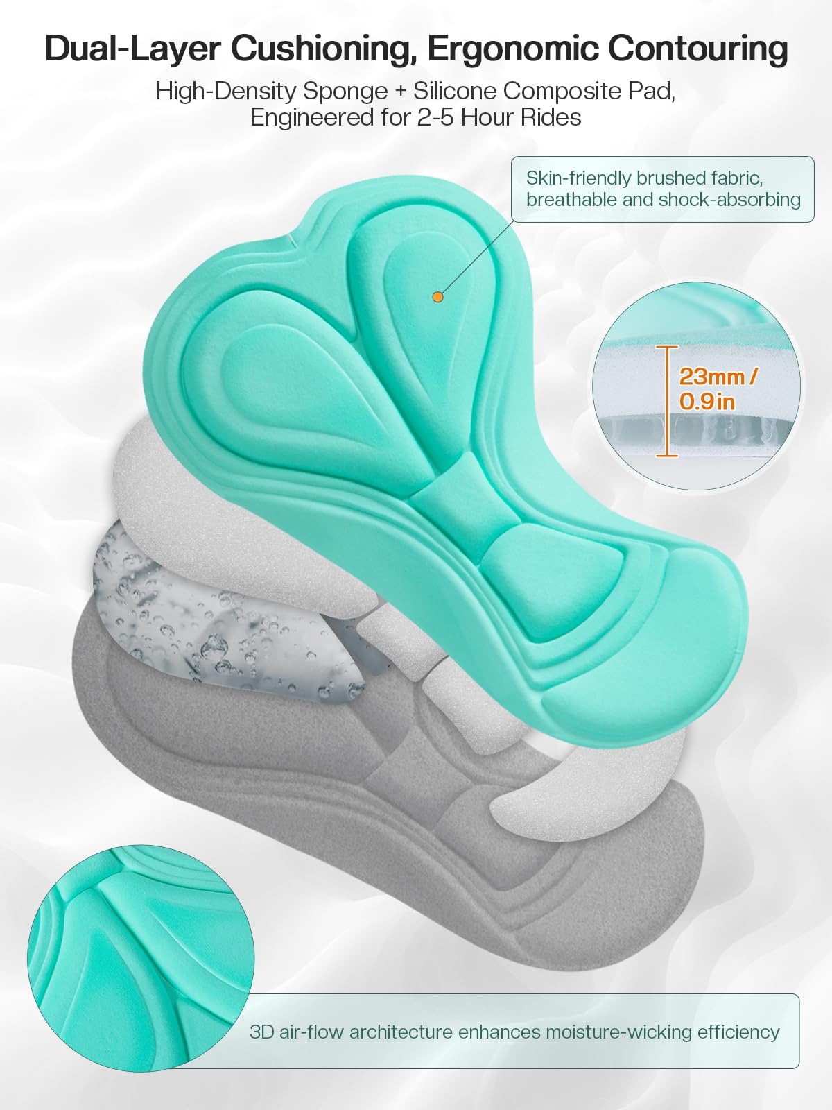 BERGRISAR Short de cyclisme rembourré 4D pour femme avec 3 poches | Tissu évacuant l'humidité, 3 poches sécurisées, ouvertures antidérapantes pour les jambes