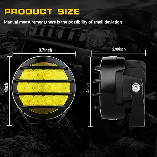 Miniatura 6 de BIGLION.X Luces antiniebla ámbar de 3.7 pulgadas, color amarillo ámbar, luces antiniebla redondas para todo terreno, luces antiniebla