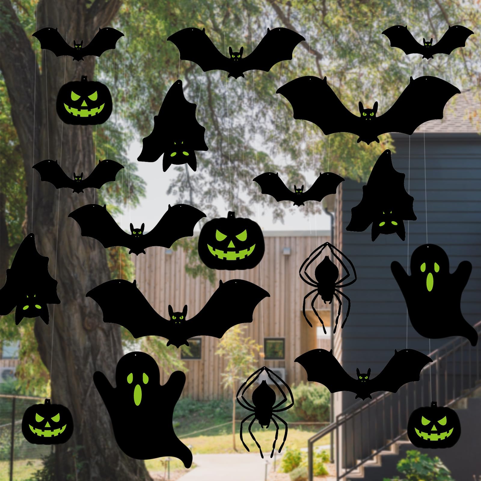24 Pcs Halloween Magnetic Bats - Garage Door & Refrigerator Decor, Black Purple Orange, Outdoor Magnets